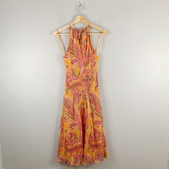 Ann Taylor Women's 90s y2k Vintage Silk Slip Dress Paisley Orange Pink  Mini 4 - Picture 10 of 13